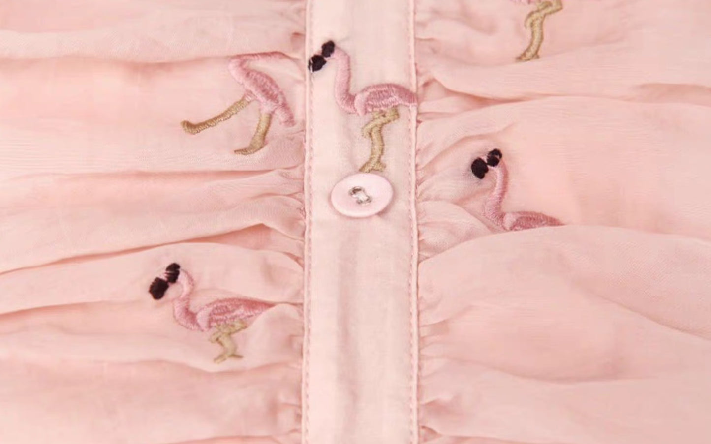 French short square collar Flamingo embroidered top