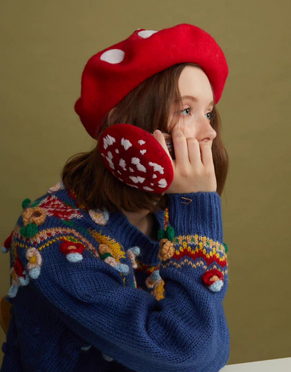 wool felt with small mushroom beret