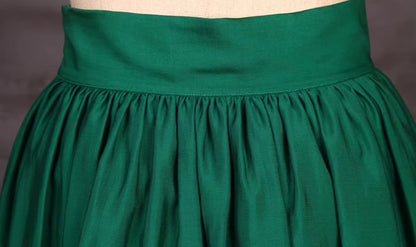 mid-length thin retro A-line pleated skirt