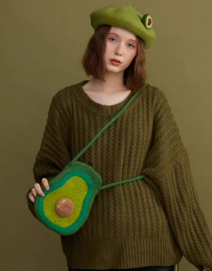 Exotic Fruit Green Avocado Shoulder Bag