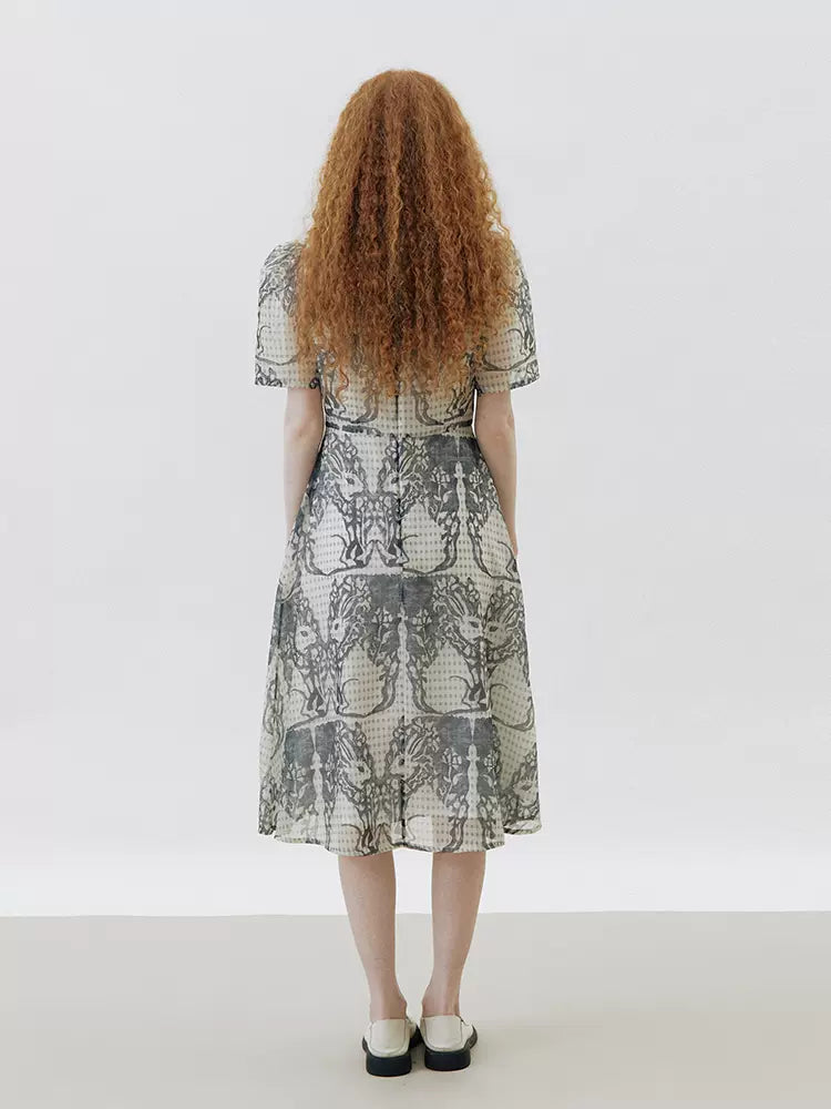 new style bow high-end rabbit print dress remulia new style bow high-end rabbit print dress remulia