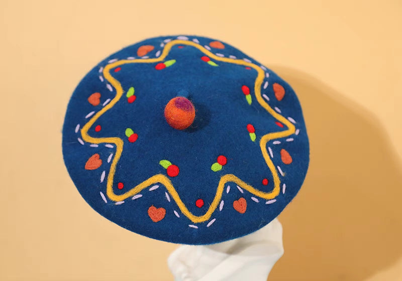 blue wool felt painter hat