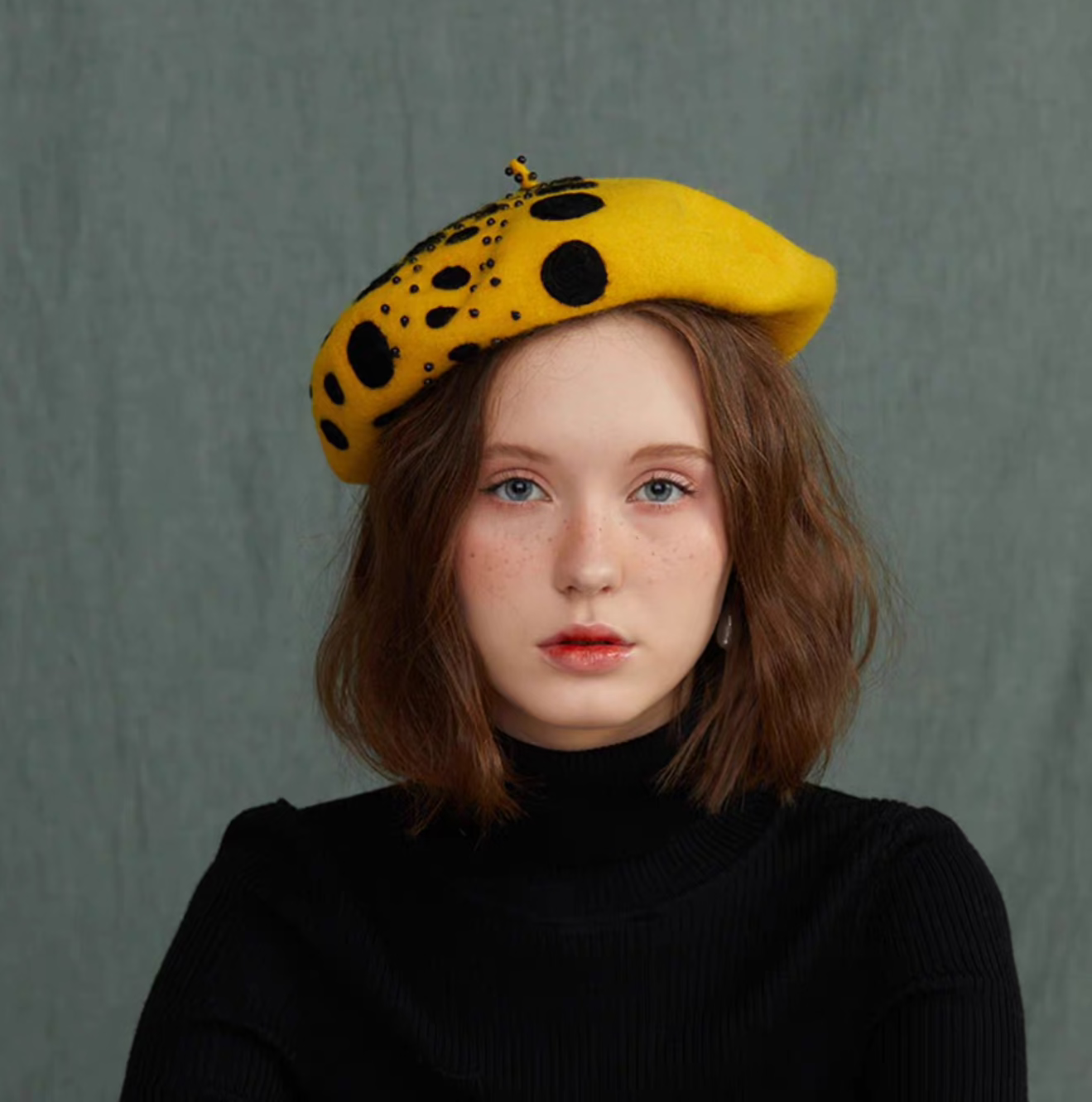 wool felt polka dot painter hat