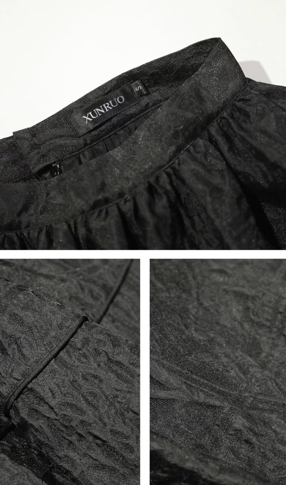 black retro jacquard splicing large skirt 