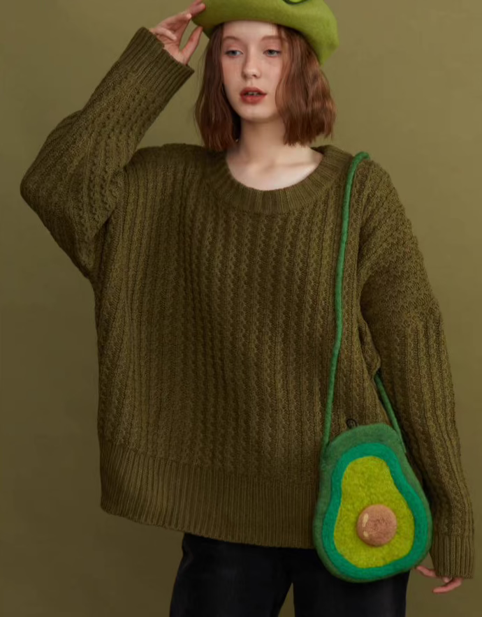 Exotic Fruit Green Avocado Shoulder Bag