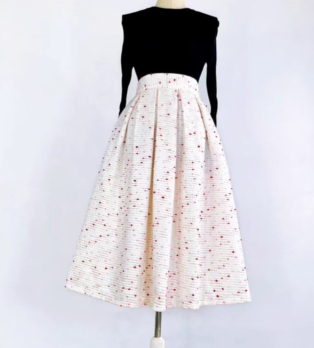 high waist colorful dots umbrella skirt 