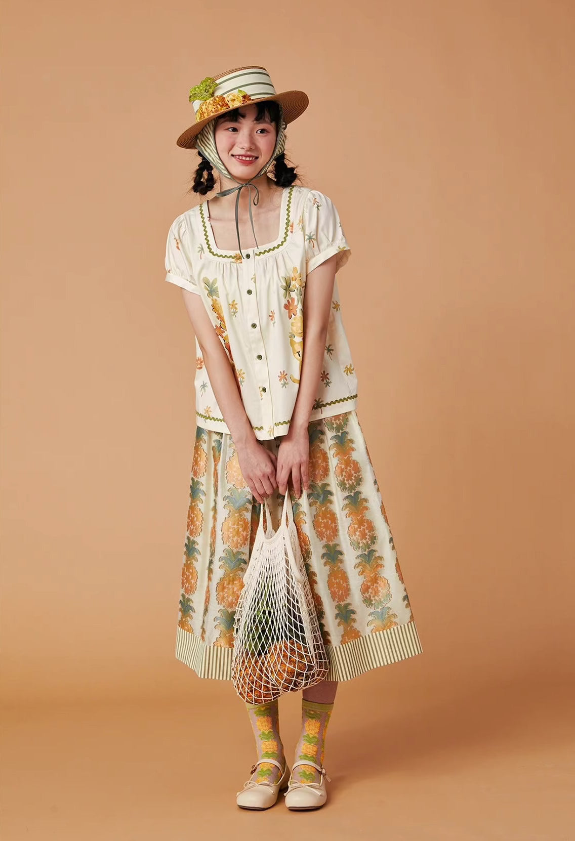 jacquard above-the-knee A-line long skirt 