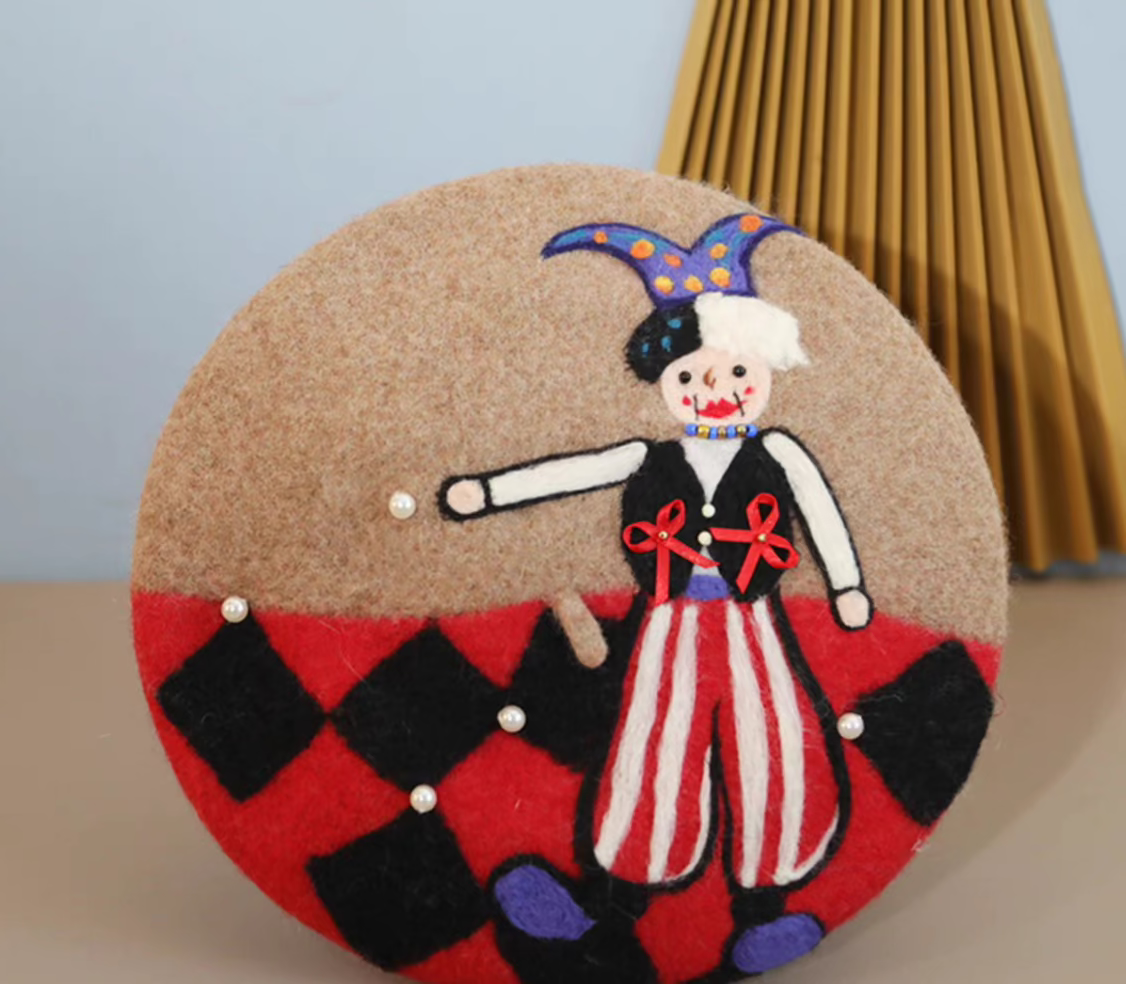 warm painter cute childlike clown hat