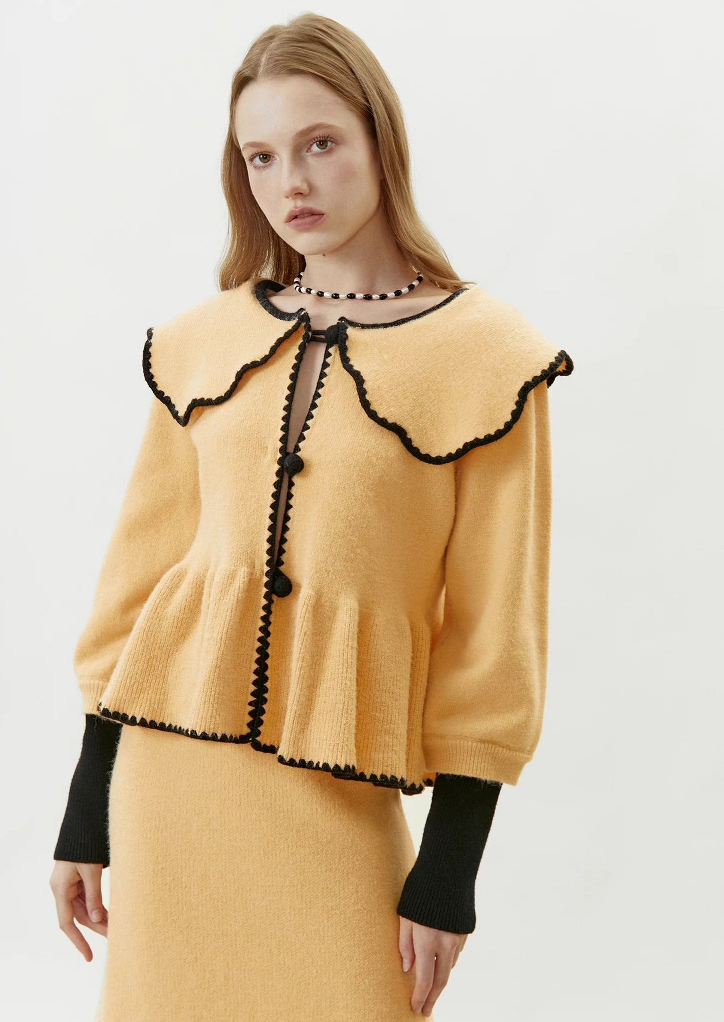ginger yellow hand-crocheted sweater cardigan 