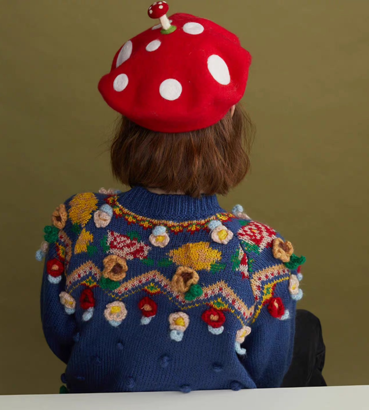 wool felt with small mushroom beret