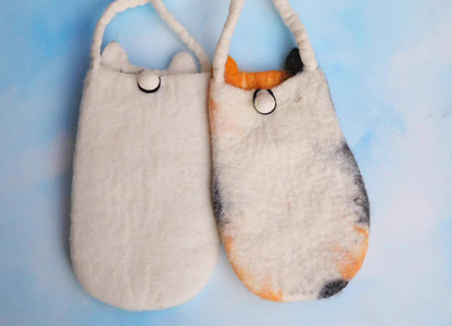 Wool Felt Cute Cat Crossbody Mobile Phone Bag