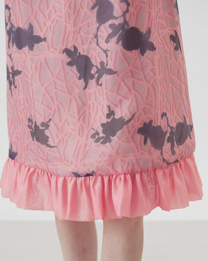 fluorescent pink flower print fungus dress