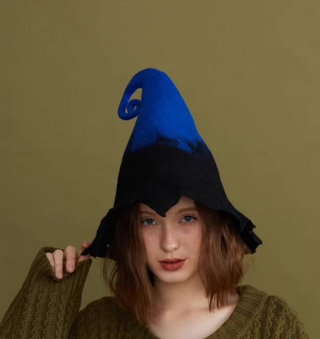 blue and black dwarf elf hat