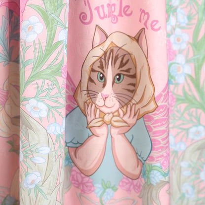 illustration cat printed ribbon skirt