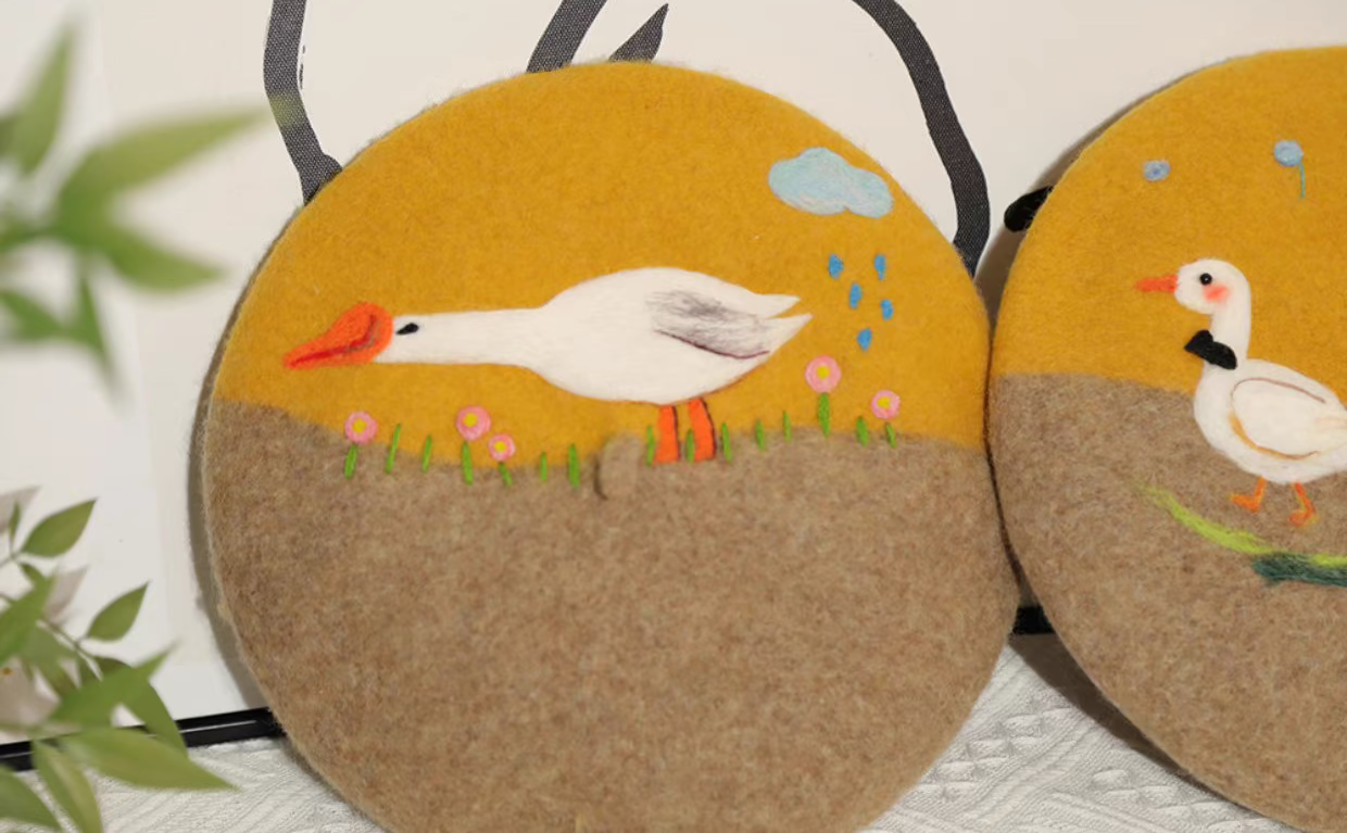 cute big white duck beret