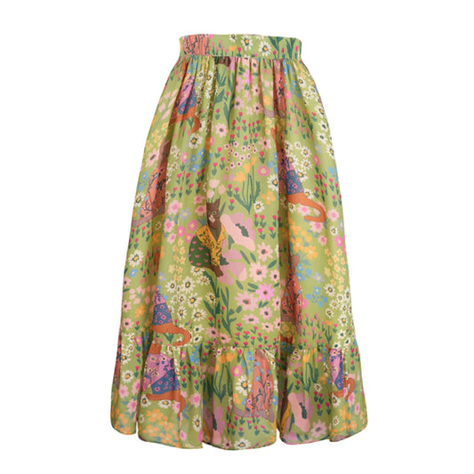 Forest High Waist Mid-Length Skirt
