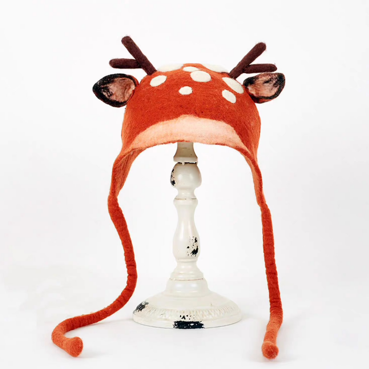 wet felt forest deer tethered spirit hat