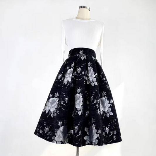 French high-end embroidered chenille high-waisted skirt