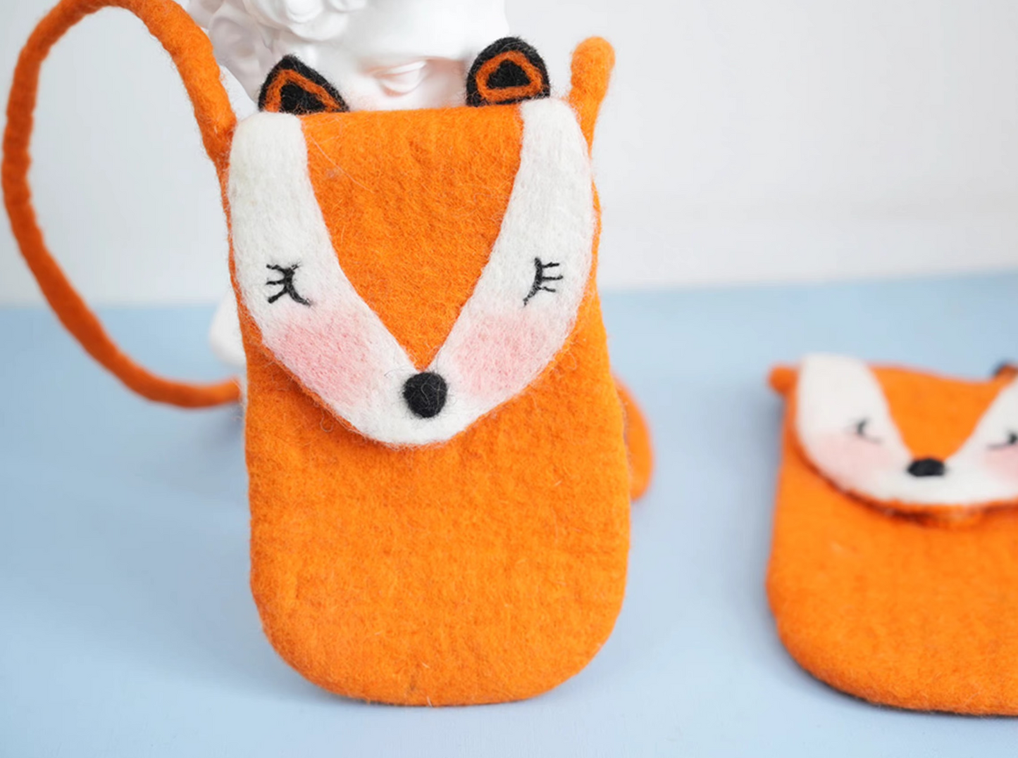 wool felt fox mobile phone bag