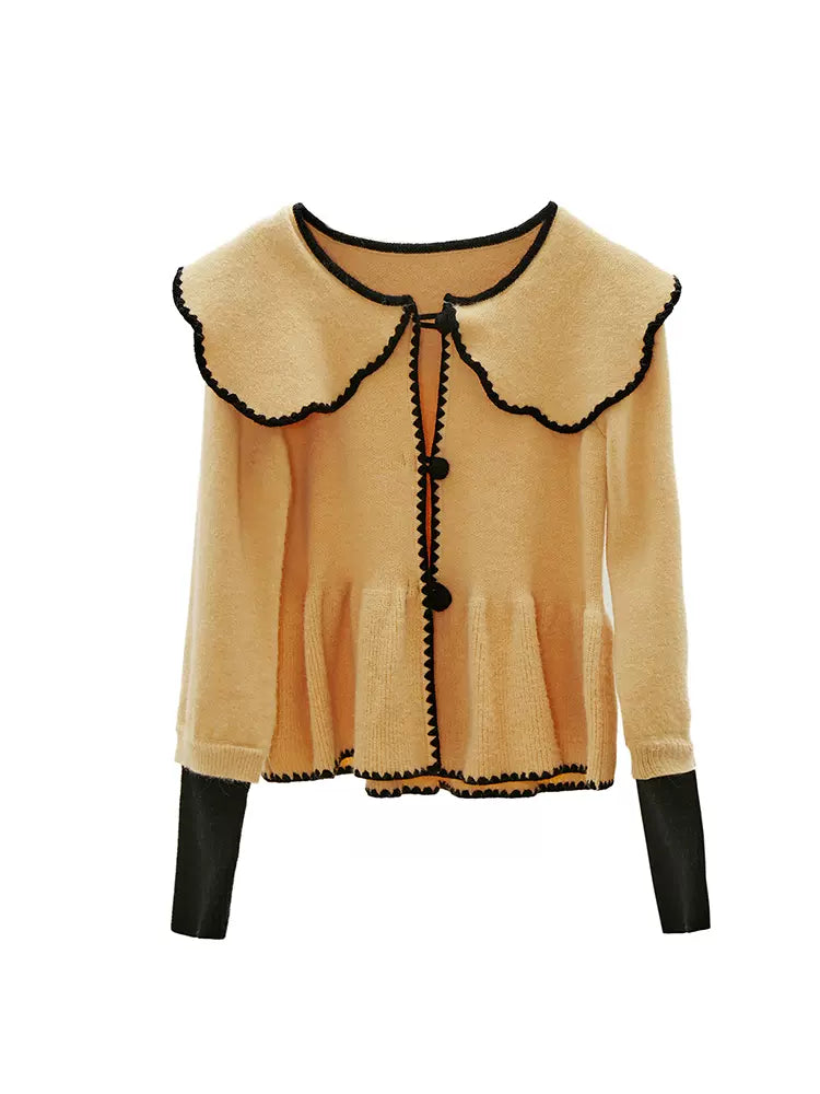 ginger yellow hand-crocheted sweater cardigan 