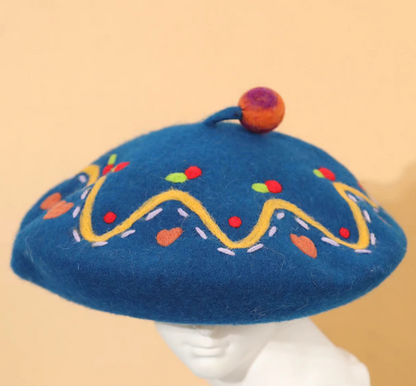 blue wool felt painter hat