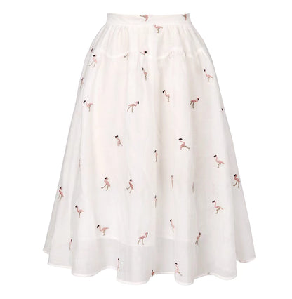 summer thin Flamingo flowers skirt