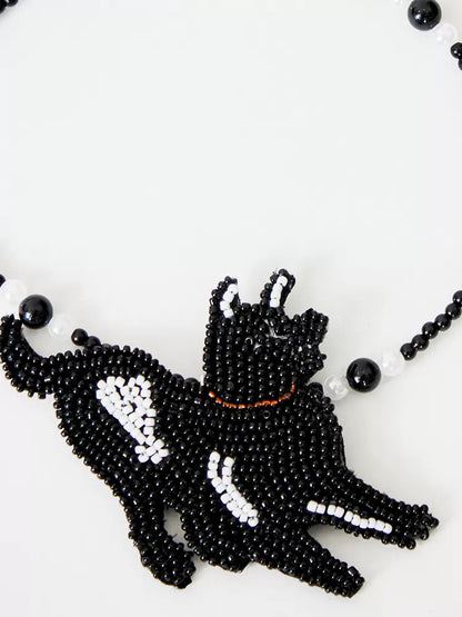 niche dog bead embroidery necklace