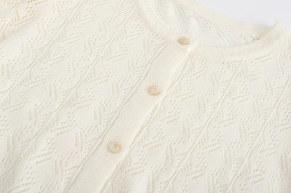 lace small flying sleeve knitted cardigan