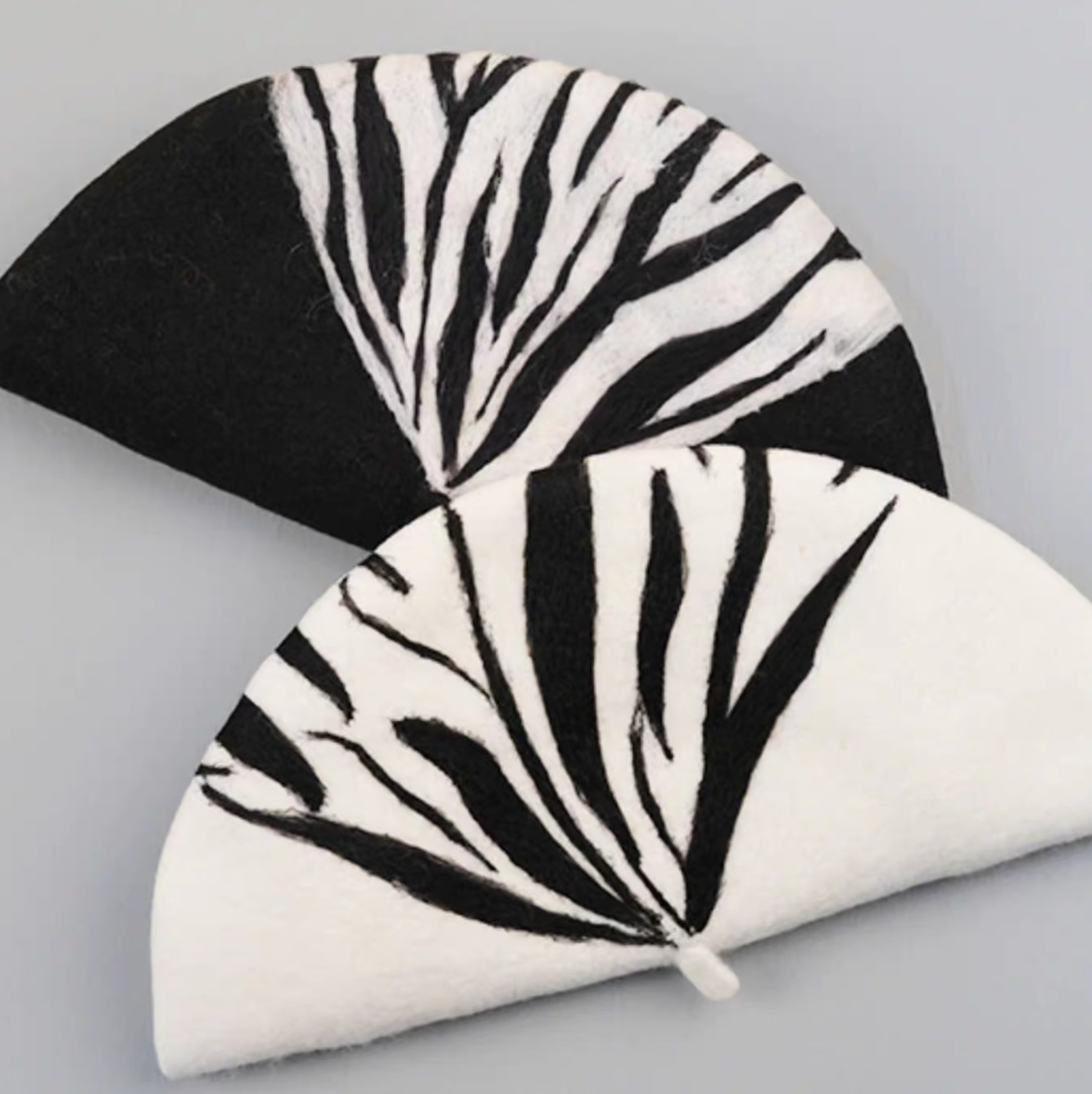 wool felt black and white zebra hat