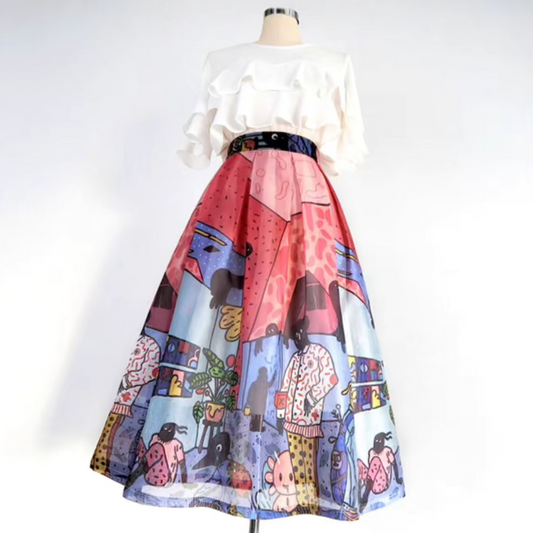 hand-painted animal summer skirt