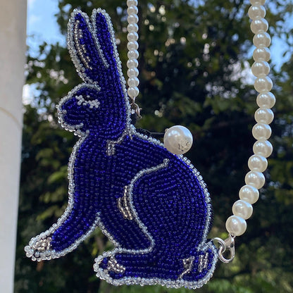 blue and white rabbit mini bag