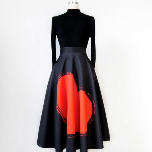 Heart Black Women's Swing Skirt