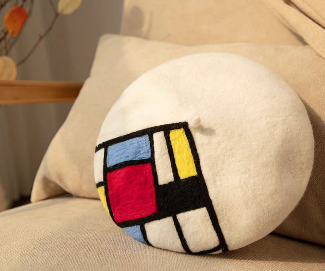 wool felt painter's Mondrian square beret