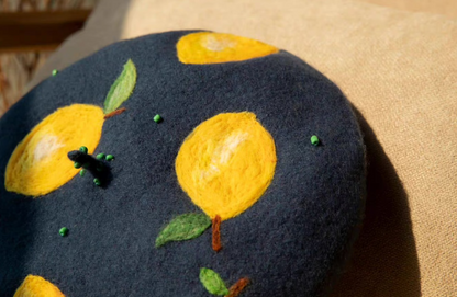 wool felt lemon original women's beret