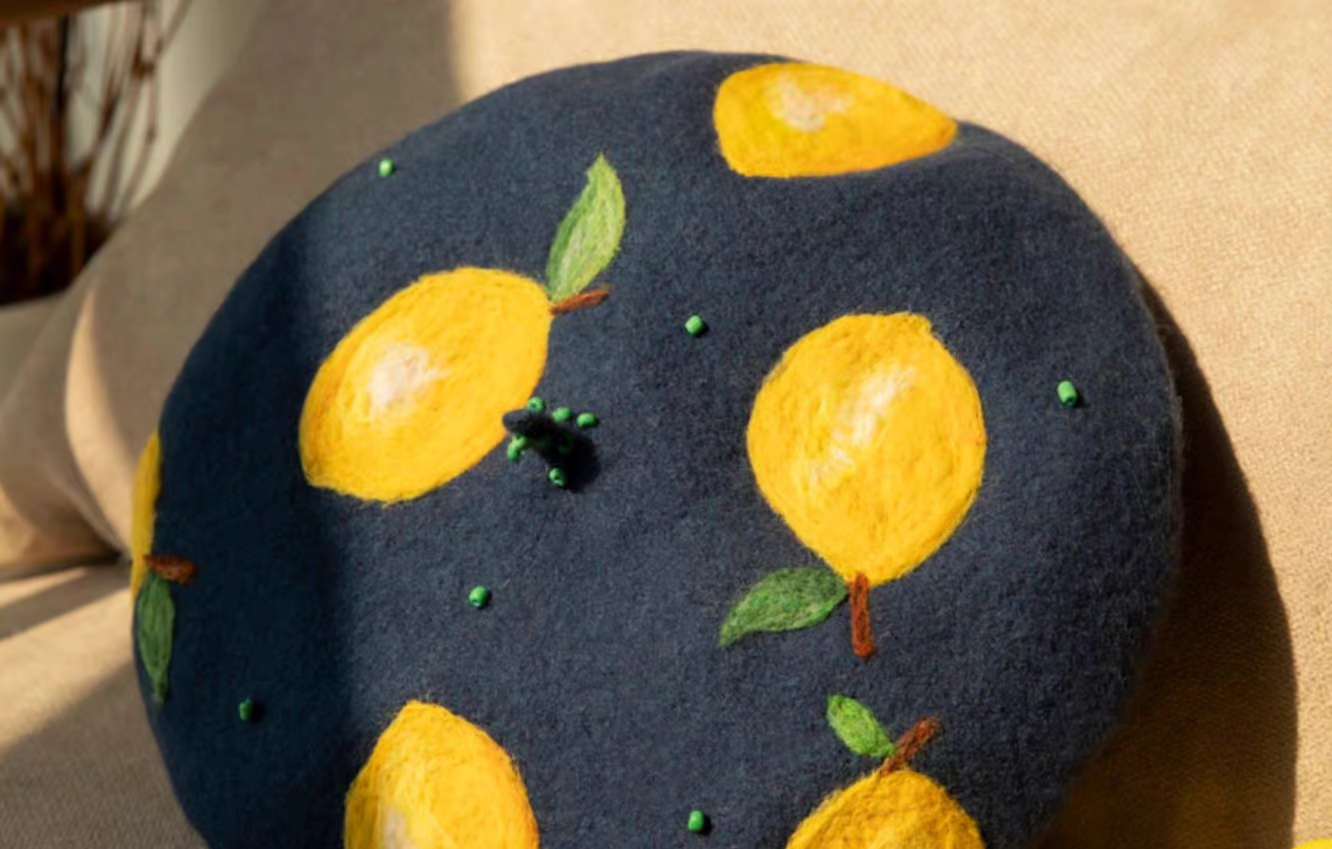 wool felt lemon original women's beret