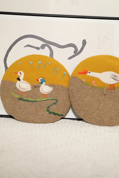 cute big white duck beret