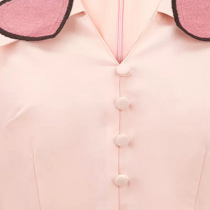 pink age-reducing doll collar high-waisted rose dress 