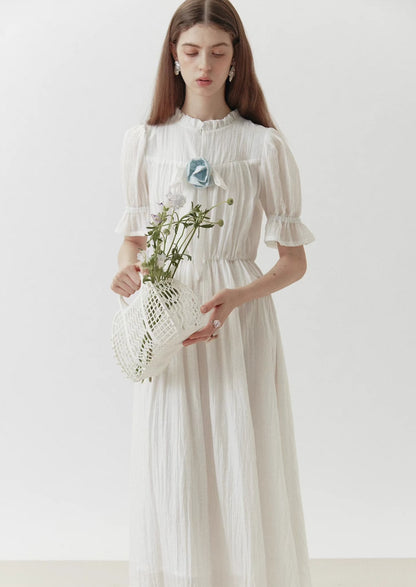 handmade flower short-sleeved dress