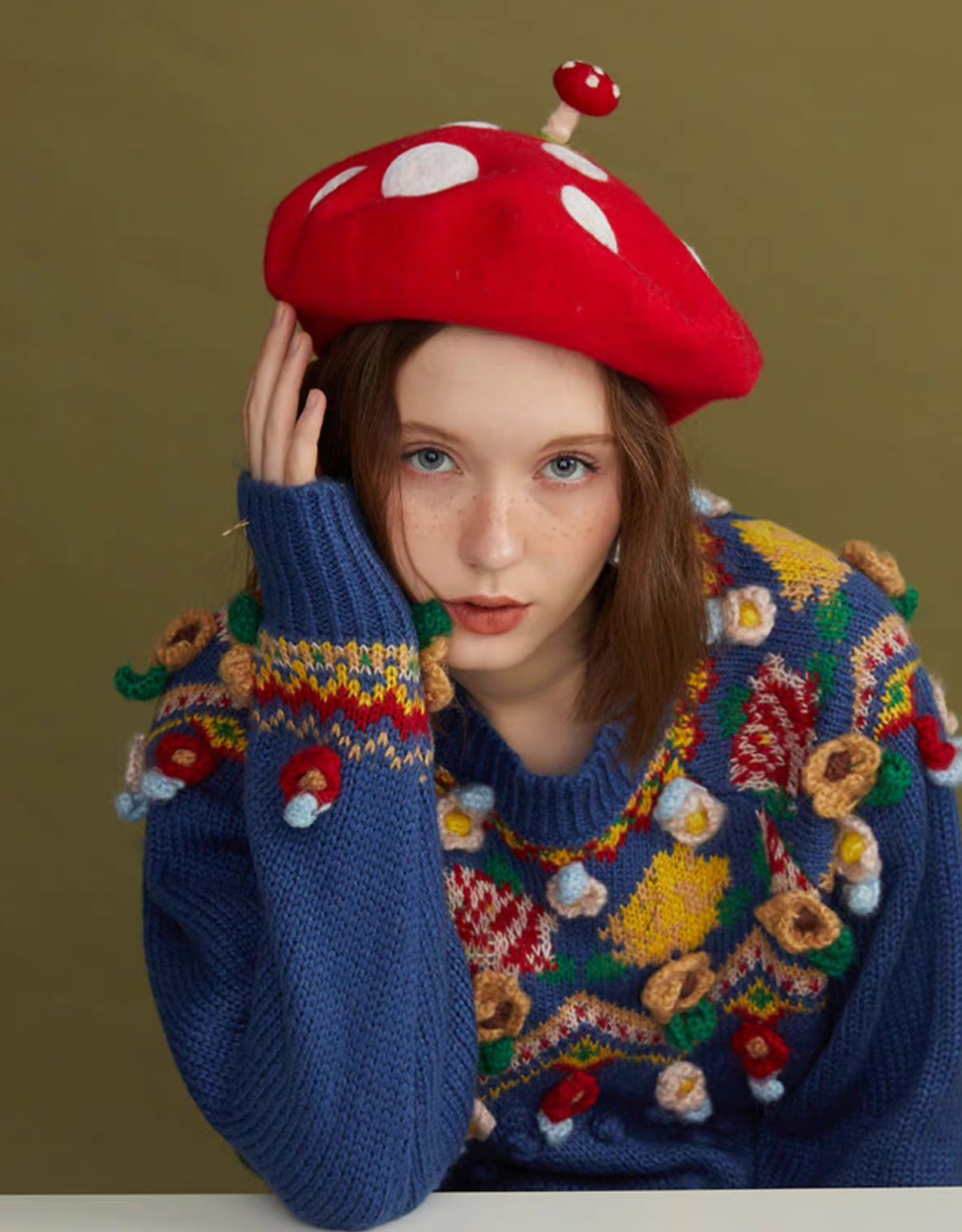 wool felt with small mushroom beret