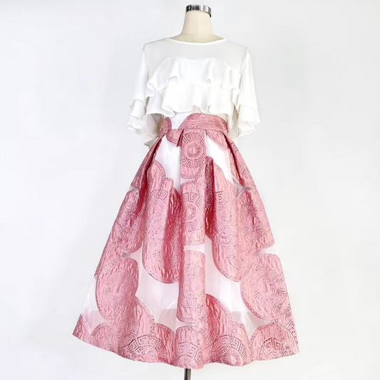 Pink Puff embroidered organza skirt