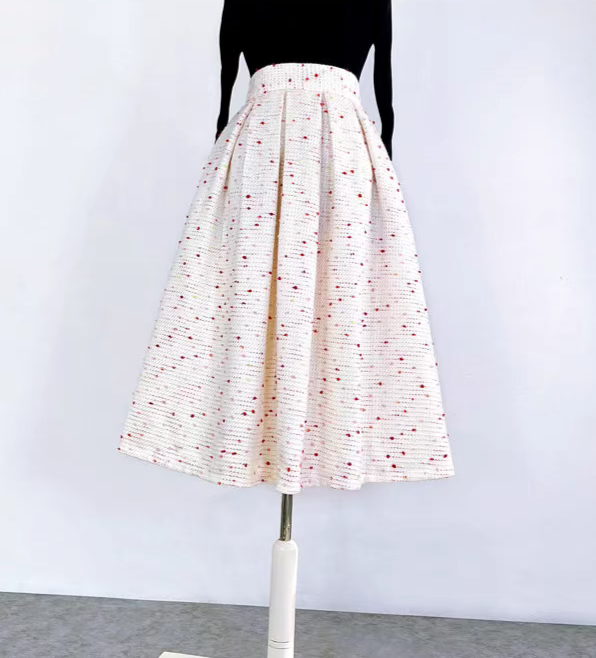 high waist colorful dots umbrella skirt 