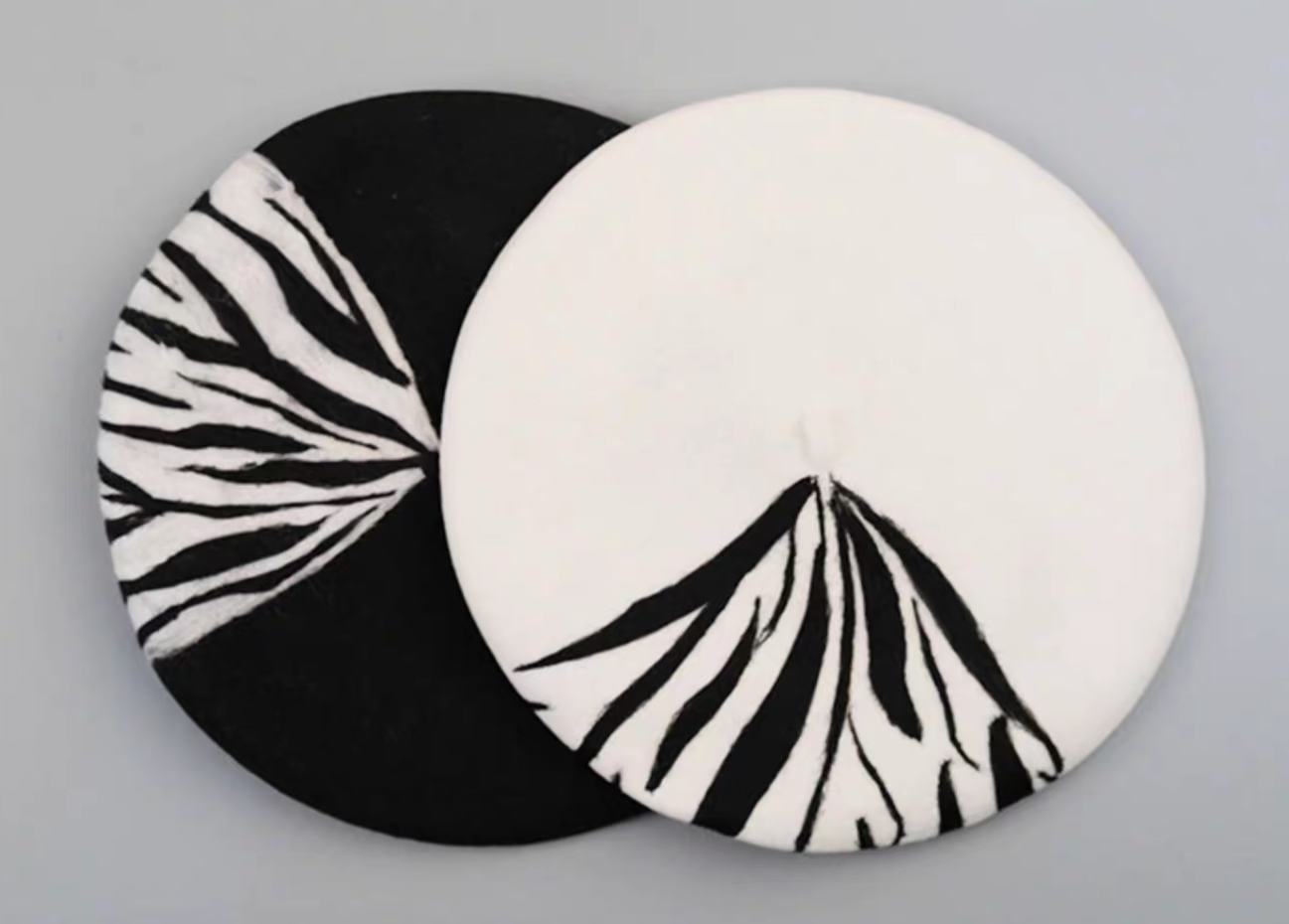 wool felt black and white zebra hat