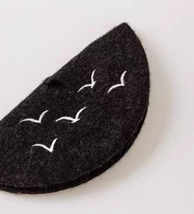 wool felt elegant dark bird beret