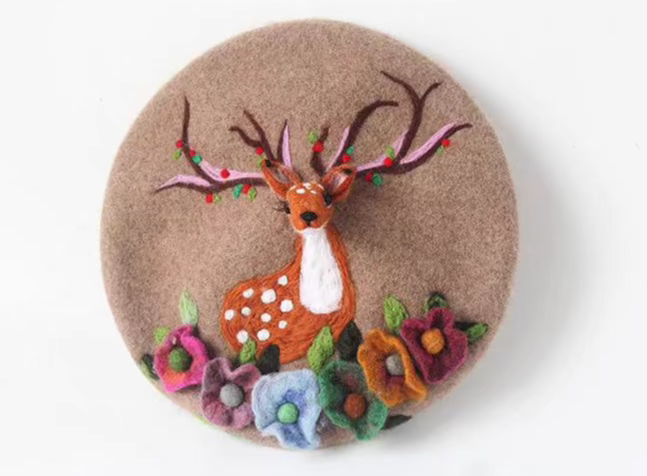 Wool Felt Fairy Tale Deer Elf Versatile Beret