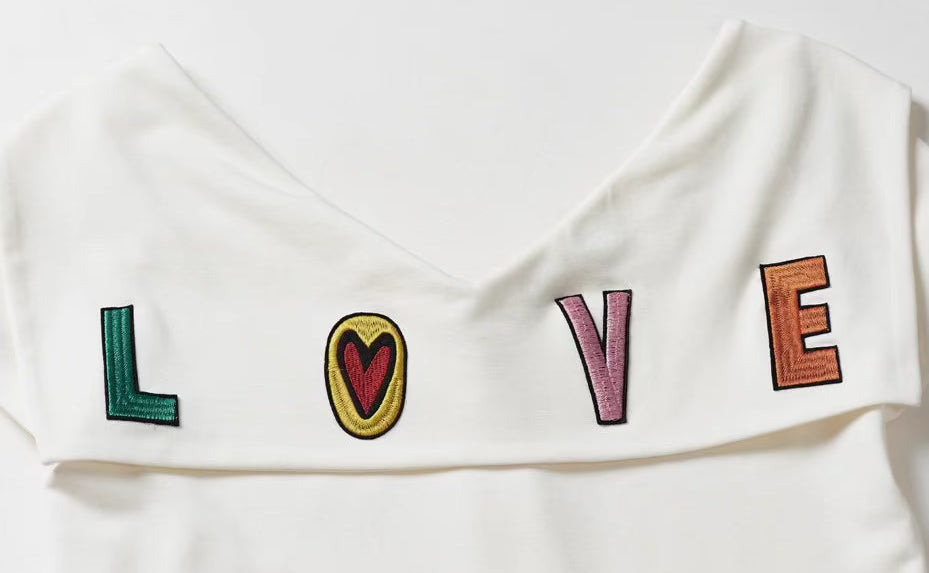 sailor collar letter embroidered T-shirt 