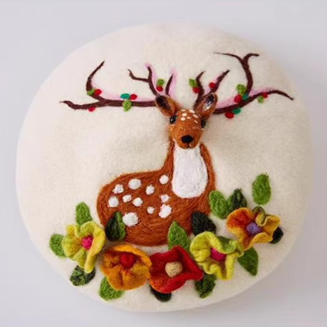 Wool Felt Fairy Tale Deer Elf Versatile Beret