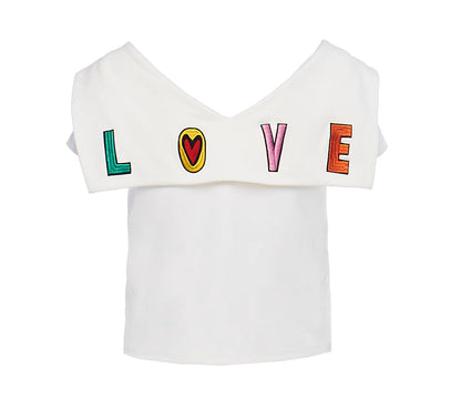 sailor collar letter embroidered T-shirt 