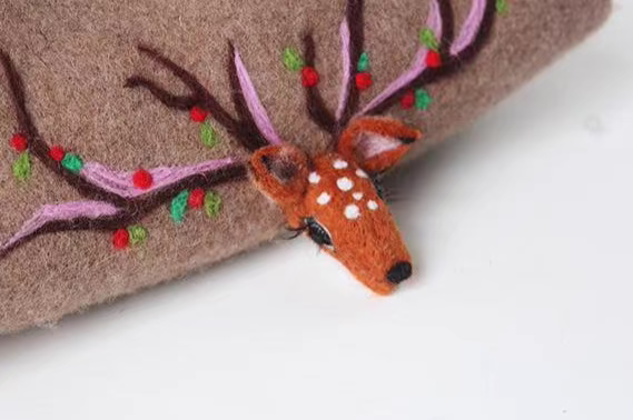 Wool Felt Fairy Tale Deer Elf Versatile Beret