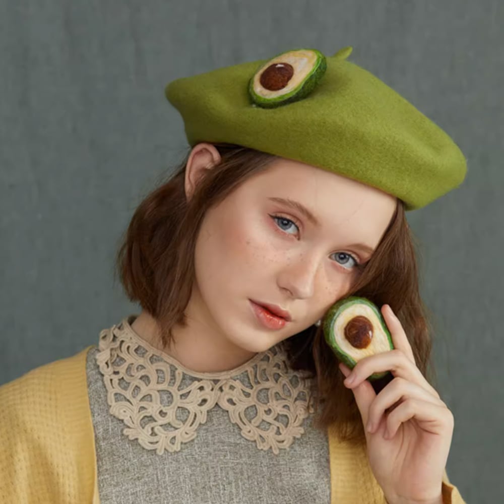 happy avocado green beret 