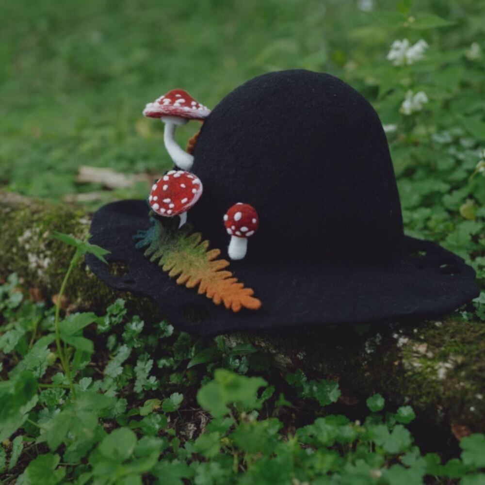 mushroom forest black hat 